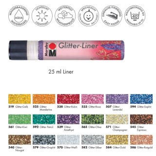 Marabu Glitter Pen, Glitter-Gelb 519, 25 ml