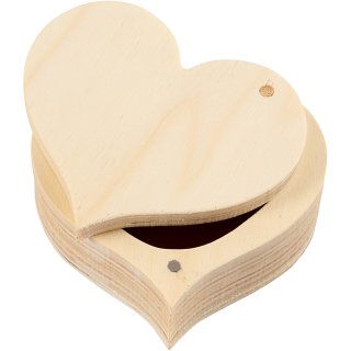 Holzdose, Herzform, B 9 cm, H 4 cm, Sperrholz, 1Stck., Innenmaße 6,7x2,6 cm