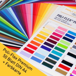 Poli-Flex Premium 50 Blatt DIN A4 Flexfolie + Farbkarte