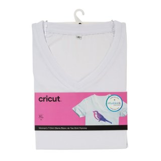 Cricut InfusibleDamen-T-Shirt V-Ausschnitt, weiß (XL)