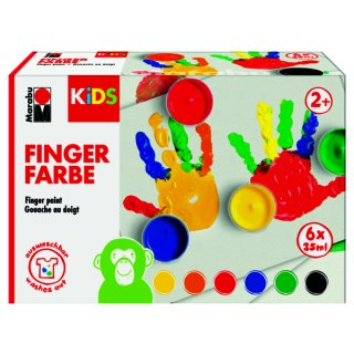 Marabu KiDS Fingerfarbe 6er Set, 6 x 35 ml