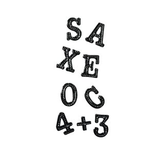 Klebemotiv "Zahlen + Buchstaben", schwarz, Bogen 10x24,5 cm